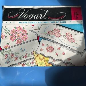 Vintage Vogart Transfer Pattern 663. All-Time Florals For Three Pairs Of Cases.